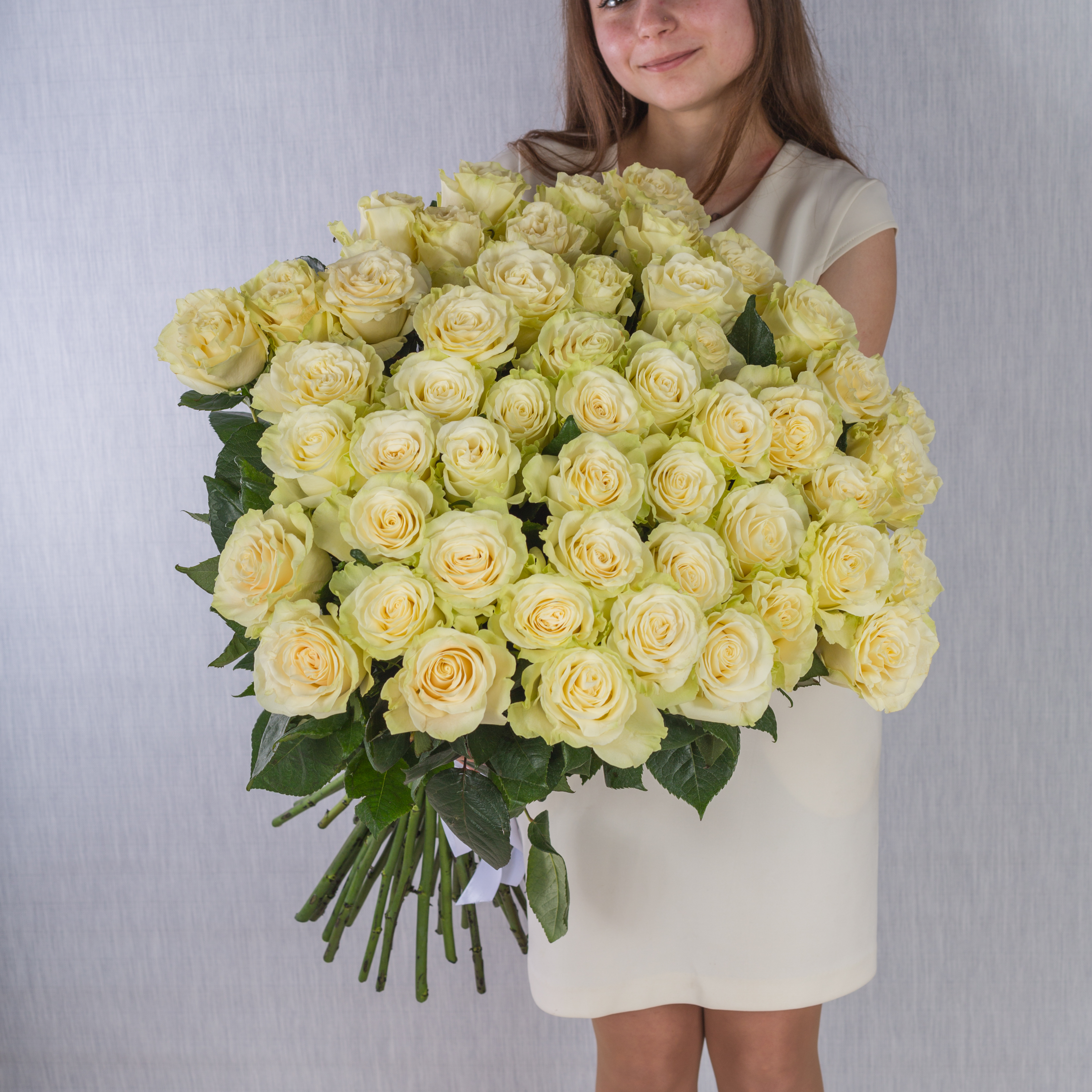Букет из 51 Белой розы Эквадор 60 см №7297