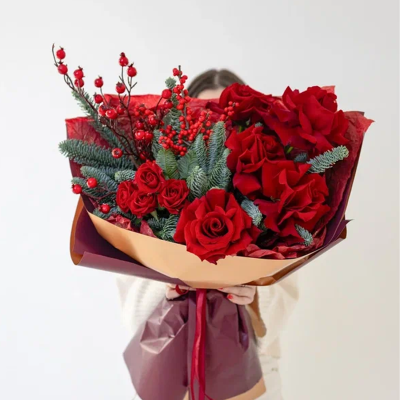 Букет "Французский поцелуй" из красных роз N91396