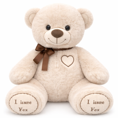 Мишка сердце вышивка 65-70 см N 84257 белый