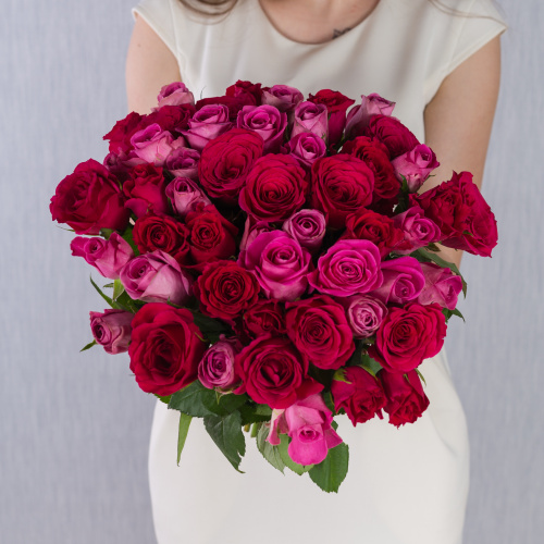 Букет из 51 Розы Кения Розовый микс арт. 7312-Р