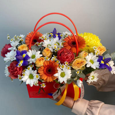 Сумка с живыми цветами оранжевая N 66670 Сумка с живыми цветами оранжевая N 66670