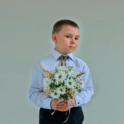 Стаканчик с хризантемой и танацетумом N 84321